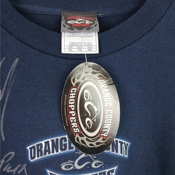 Orange County Choppers VTG SZ XL Navy Graphic Tee Autographed By Paul NWT - Picture 7 of 8